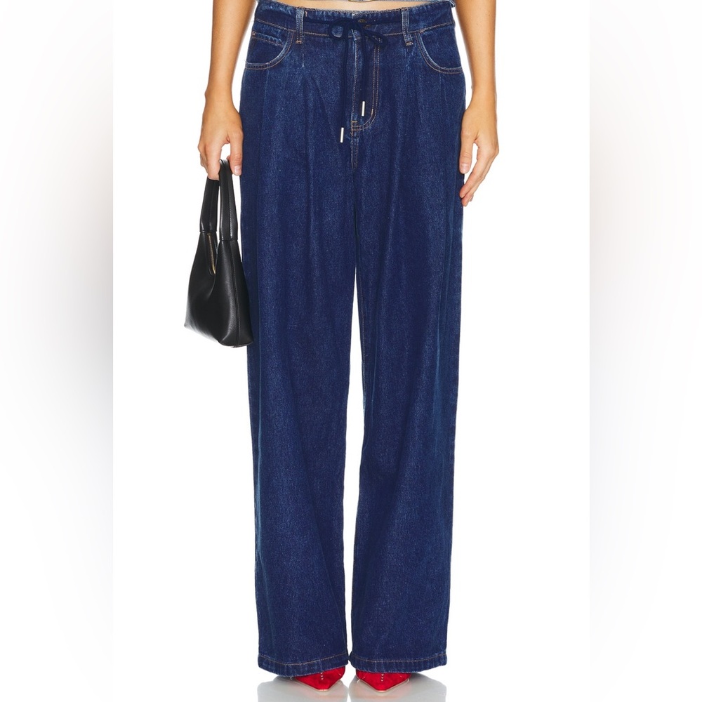 Lioness Slouch Tie Up Jeans in Dark Denim - XXS